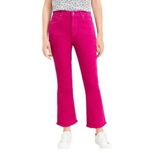 LOFT Women's Magenta Hot Pink High Rise Kick Crop Fringe Bottom Pants Size 4/27